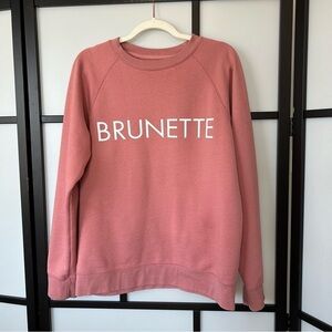 [M/L] Brunette The Label White “Brunette” Logo Dark Pink Crew Neck Sweatshirt